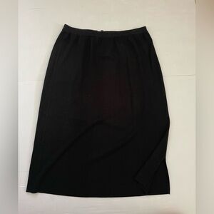 Ming Wang Stretch Knit Black MIDI Skirt Mini Side Slit Size XL